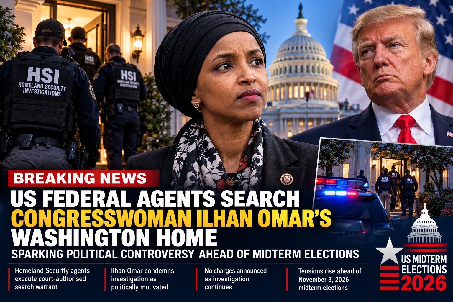 US Federal Agents Search Congresswoman Ilhan Omar's Washington Home, Sparking Political Controversy Ahead of Midterm Elections