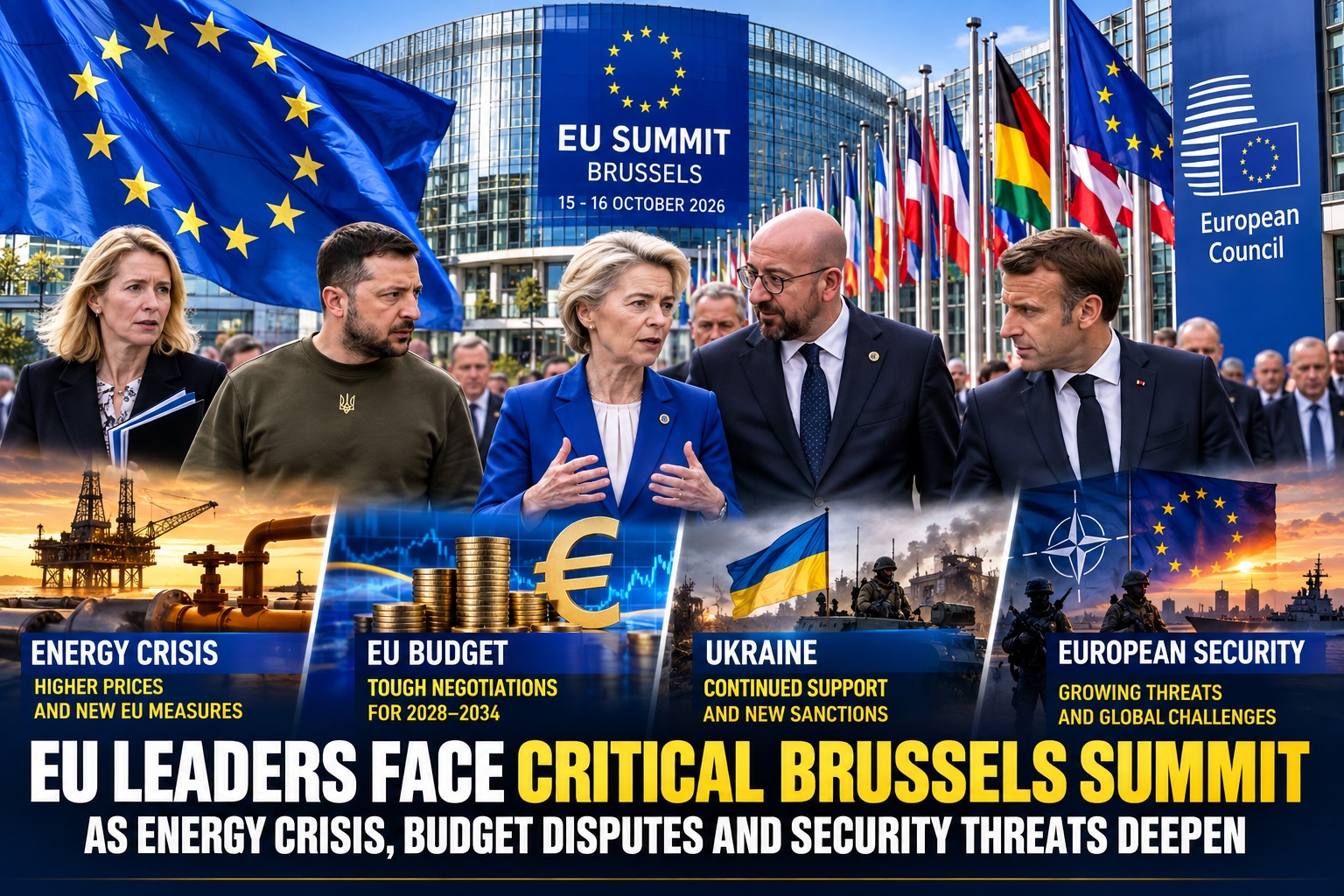 EU Leaders Face Critical Brussels Summit as Energy Crisis, Budget Disputes and Security Threats Deepen