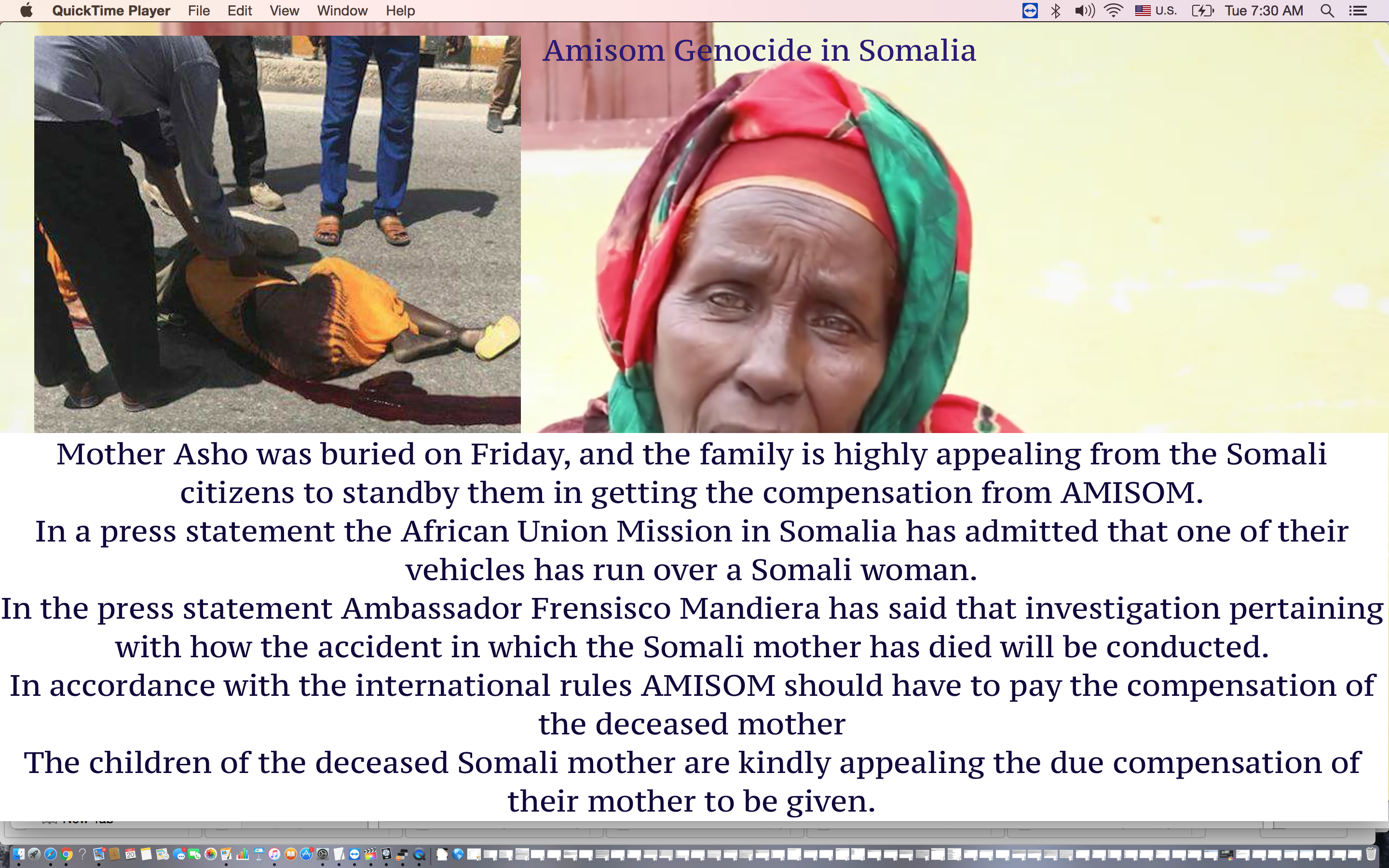 Amisom Genocide in Somalia "family of deceased mother"