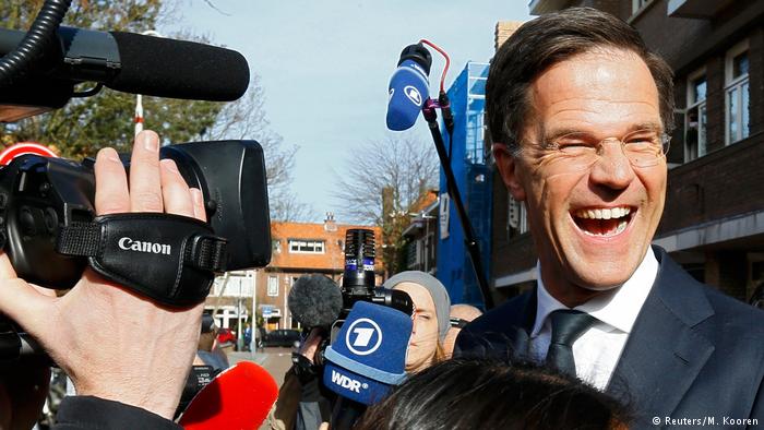 Dutch PM Rutte's VVD emerges top in first exit poll